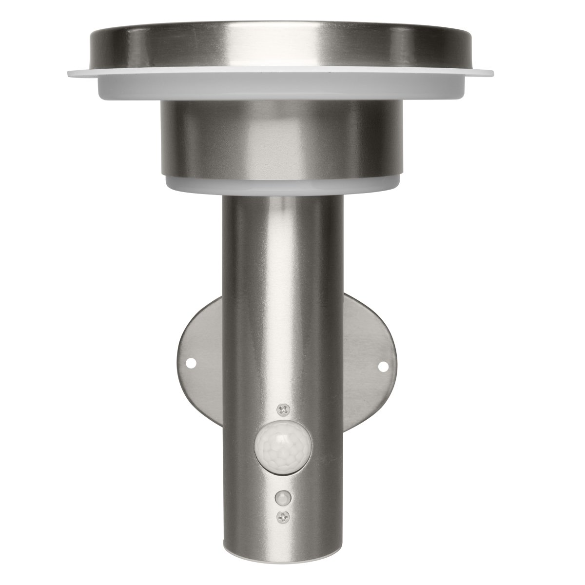 Double Circle Sensor Hopea aurinkokennolamppu valmistajalta Ledvance - Sisäänrakennettu PIR-liiketunnistin ja päivänvalotunnistin syttyvät automaattisesti, kun pimeässä on liikettä, mikä takaa sekä turvallisuuden että energiatehokkuuden.