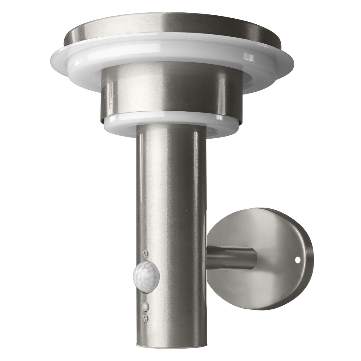 Double Circle Sensor Hopea aurinkokennolamppu valmistajalta Ledvance - Sisäänrakennettu PIR-liiketunnistin ja päivänvalotunnistin syttyvät automaattisesti, kun pimeässä on liikettä, mikä takaa sekä turvallisuuden että energiatehokkuuden.