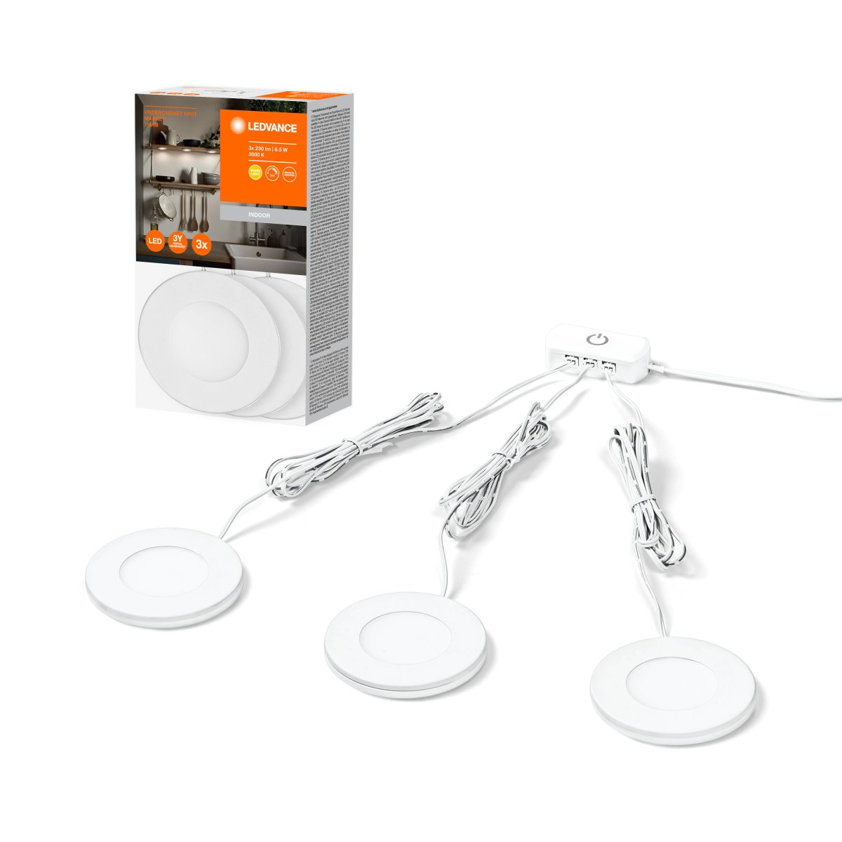 Spot Magnet 8,5W Valkoinen valmistajalta Ledvance - Fr&aring;n dimmern g&aring;r sedan en sladd p&aring; 1,5m som avslutas med en stickkontakt f&ouml;r v&auml;gguttag.