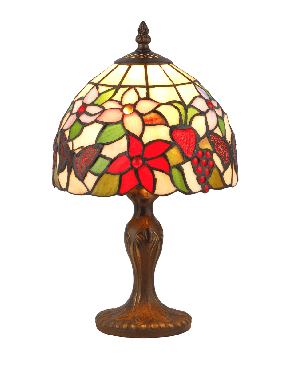 Bali 34cm Monivärinen valmistajalta Norrsken Design - Bali on klassinen Tiffany-valaisin, jossa on kaunis muotoilu, jossa on perhosia, hedelmiä ja kukkia eri väreissä.