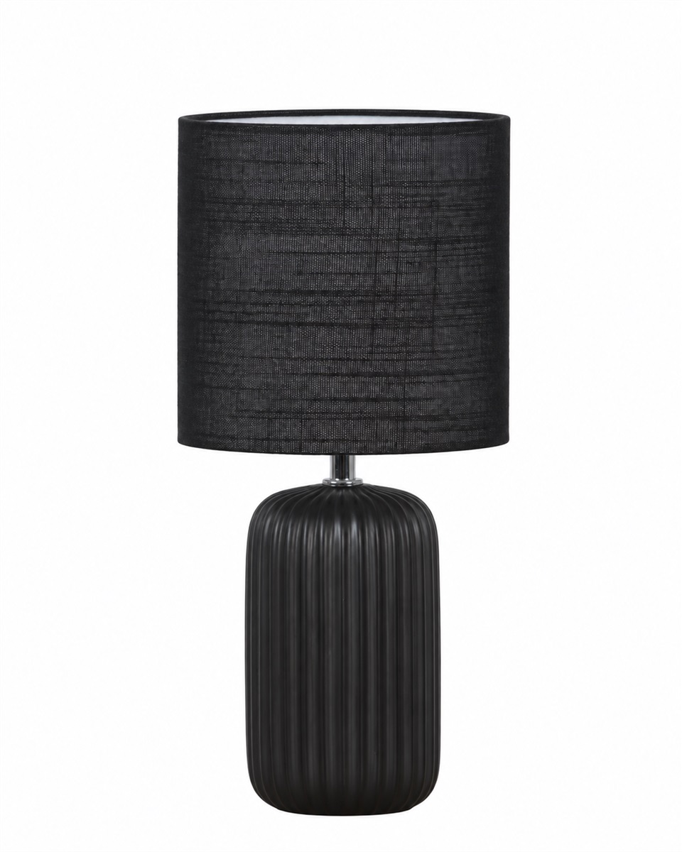 Palizzo 33cm Musta pöytävalaisin valmistajalta Nordic Lighting - Mustassa Palizzo-p&ouml;yt&auml;valaisimessa on tyylik&auml;s keraaminen jalka, jossa on elegantit urat, ja yhteensopiva pellavavarjostin.