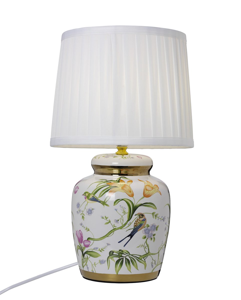 Klassisk 30cm Vihreä pöytävalaisin valmistajalta Cottex - T&auml;m&auml; klassinen keraamisesta ja tekstiilist&auml; valmistettu p&ouml;yt&auml;valaisin huokuu eleganssia ja perinnett&auml;.