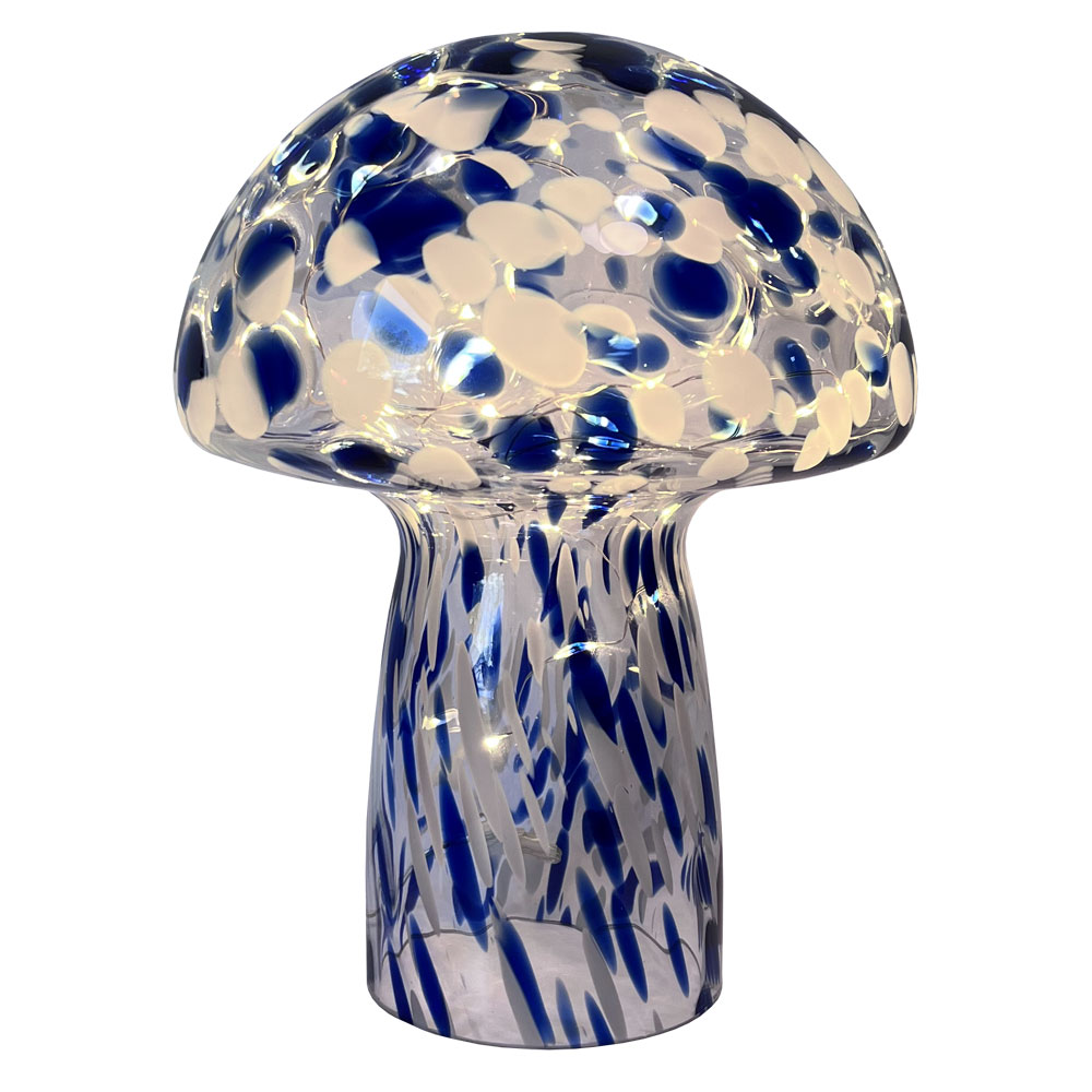 Mushroom 23cm Sininen pöytävalaisin valmistajalta Pixie Design - Pixie Designin sienivalaisimessa on kaunis muotoilu ja marmoroitu pinta sinisell&auml;; ja valkoinen v&auml;ri.