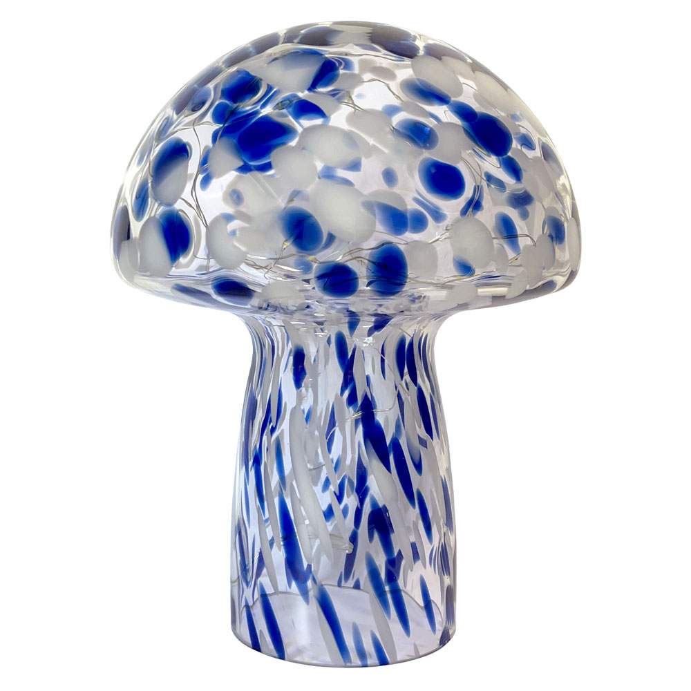 Mushroom 23cm Sininen pöytävalaisin valmistajalta Pixie Design - Pixie Designin sienivalaisimessa on kaunis muotoilu ja marmoroitu pinta sinisell&auml;; ja valkoinen v&auml;ri.