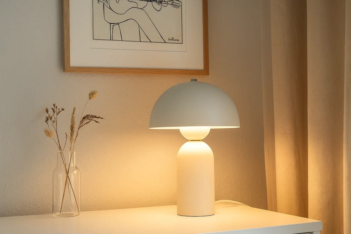 Capello 35cm Valkoinen pöytävalaisin valmistajalta Nordic Lighting - Valaisimessa on py&ouml;ristetty varjostin ja pehme&auml;sti muotoiltu jalka, joka luo harmonisen tasapainon muotojen v&auml;lille.