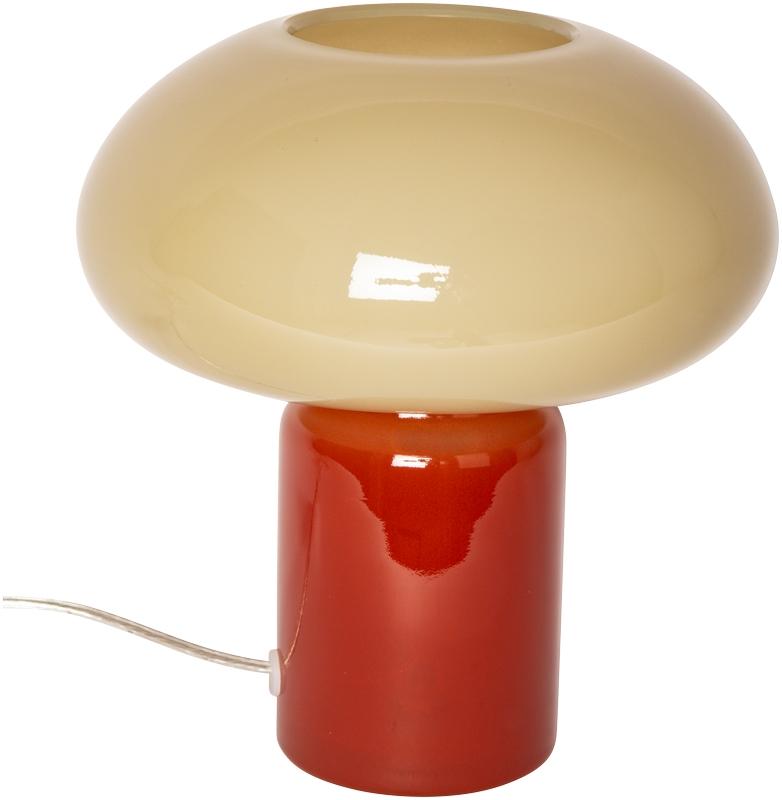 Glas 23cm Punainen/beige pöytävalaisin valmistajalta Eja - Koristeellinen p&ouml;yt&auml;valaisin, jossa on pehme&auml;t muodot ja tyylik&auml;s muotoilu, ja joka on valmistettu kokonaan lasista.
