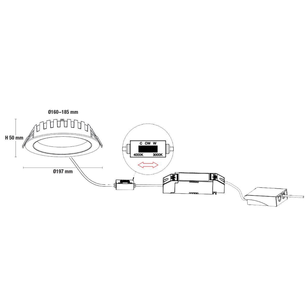 City Downlight 16/20/24W Valkoinen valmistajalta Designlight - S&auml;&auml;dett&auml;v&auml; teho ja valon l&auml;mp&ouml;tilaTeho voidaan asettaa kolmelle tasolle &ndash; 16 W, 20 W tai 24 W &ndash; ja valon l&auml;mp&ouml;tila voidaan valita 3000 K:n (l&auml;mpim&auml;mpi, miellytt&auml;v&auml; valo) ja 4000 K:n (neutraali valkoinen, hieman kirkkaampi valo) v&auml;lill&auml;.