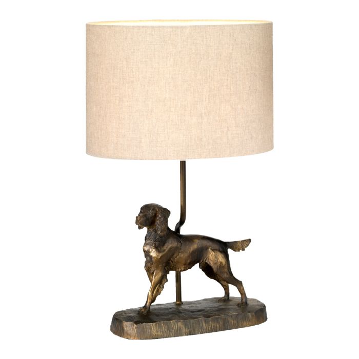 Rufus 48cm Pronssi pöytävalaisin valmistajalta Elstead Lighting - Lampun jalka on valmistettu hartsista ja antaa vankan ja yksityiskohtaisen vaikutelman.