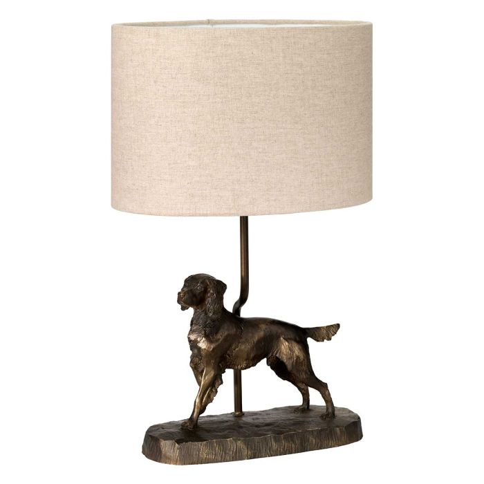 Rufus 48cm Pronssi pöytävalaisin valmistajalta Elstead Lighting - Lampun jalka on valmistettu hartsista ja antaa vankan ja yksityiskohtaisen vaikutelman.