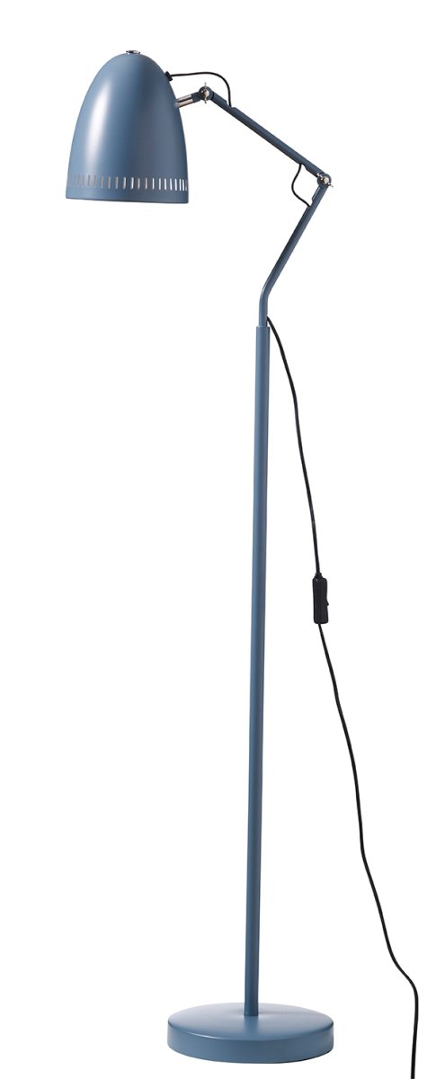 Dynamo 1 Sininen lattiavalaisin valmistajalta Superliving - Klassinen varjostin koristeellisilla rei'itetyill&auml; karvoilla tarjoaa miellytt&auml;v&auml;n valonjaon, ja kaksoisperhosruuveilla varustetut varret helpottavat lampun s&auml;&auml;t&auml;mist&auml; ja kiinnitt&auml;mist&auml; haluttuun asentoon.