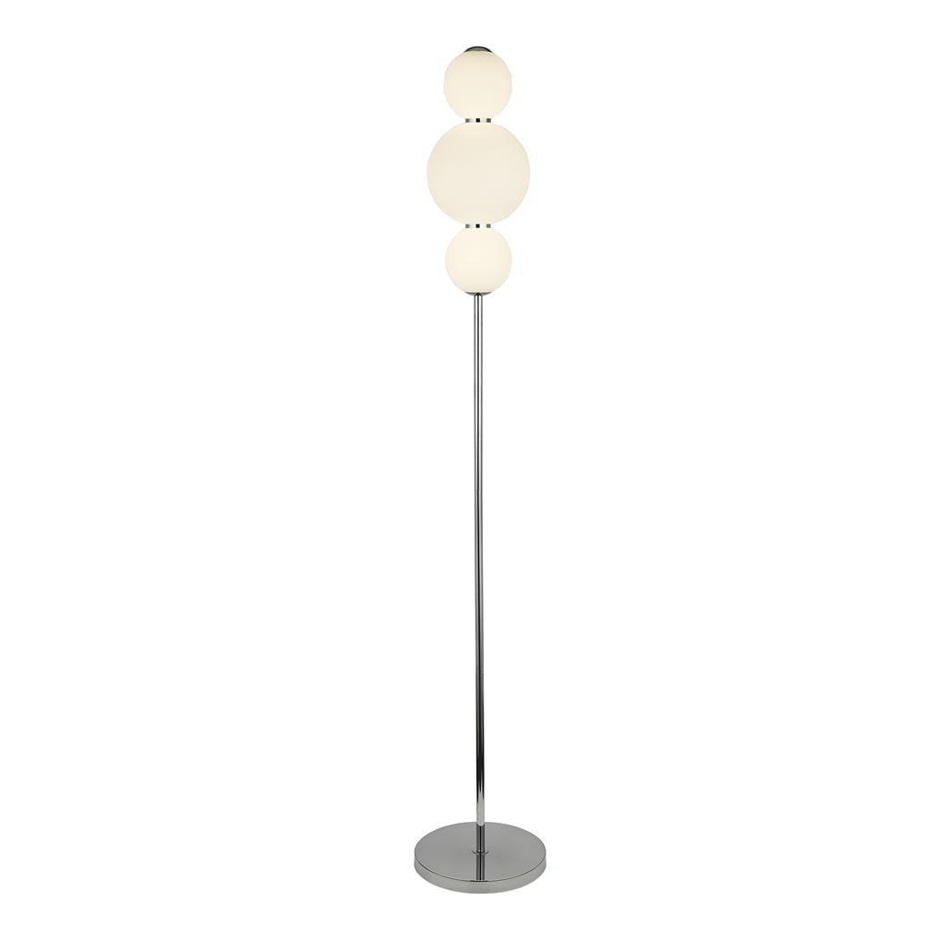 Snowball Kromi lattiavalaisin valmistajalta Searchlight - Snowball on lattiavalaisin, joka todella erottuu joukosta &ndash; Pyöreiden opaalilasivarjostimien ja ripauksen kromia ansiosta sillä on pehmeä, lähes kosketeltava ilme, jota monilta muilta valaisimilta puuttuu.