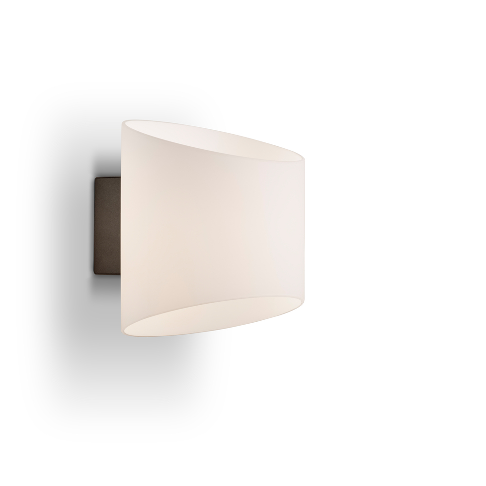 Evoke Soikea Antrasiitti/opaali seinävalaisin valmistajalta Herstal - Den smarta konstruktionen med b&aring;de upp- och nerljus g&ouml;r den till ett utm&auml;rkt val f&ouml;r att belysa din hall, vardagsrum eller sovrum p&aring; ett subtilt men effektfullt s&auml;tt.