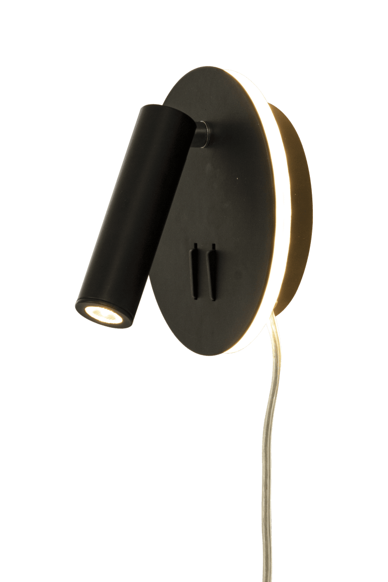 Ace Musta lukulamppu valmistajalta Aneta Lighting - Valot ovat p&auml;&auml;ll&auml;; ja sammuta lampun katkaisijalla, jokaisella on oma katkaisija.