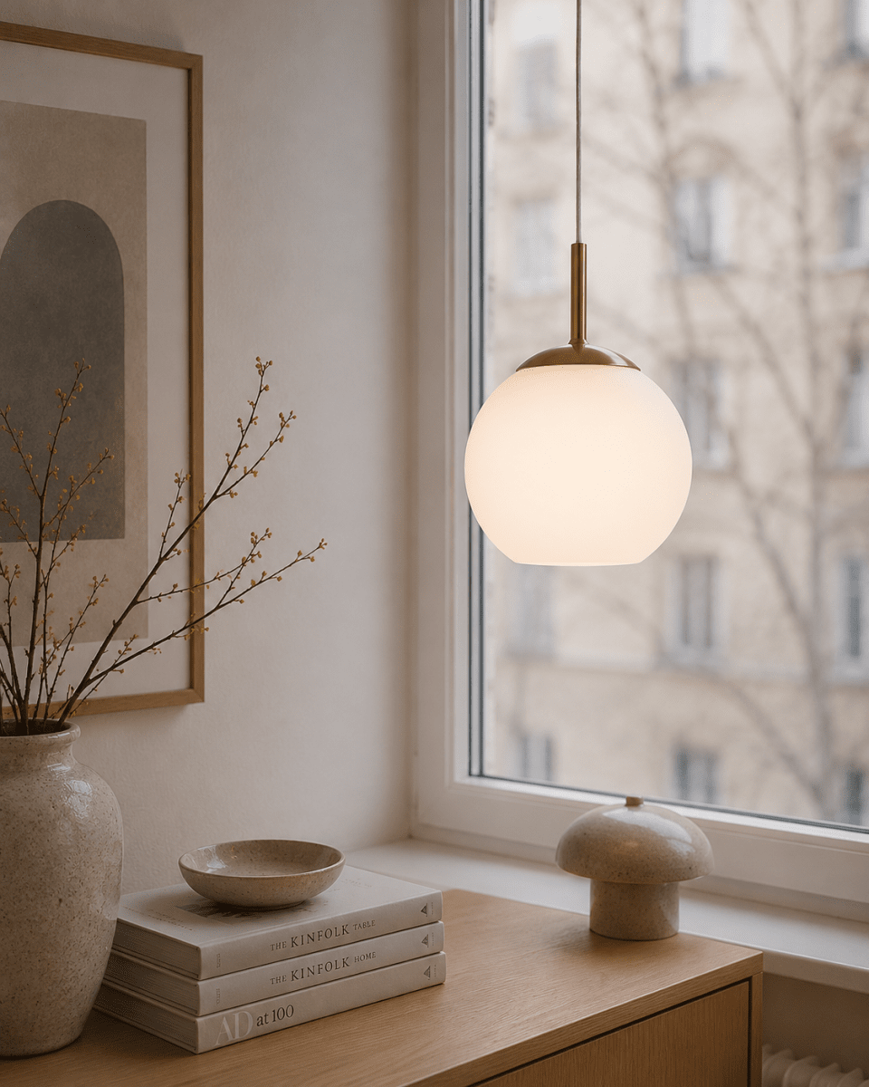  Globi Ø15 Messinki/valkoinen ikkunavalaisin valmistajalta Nordic Lighting - Globi-ikkunavalaisin on tyylik&auml;s ja moderni valaisin, joka luo huoneeseen l&auml;mpim&auml;n ja viihtyis&auml;n tunnelman.
