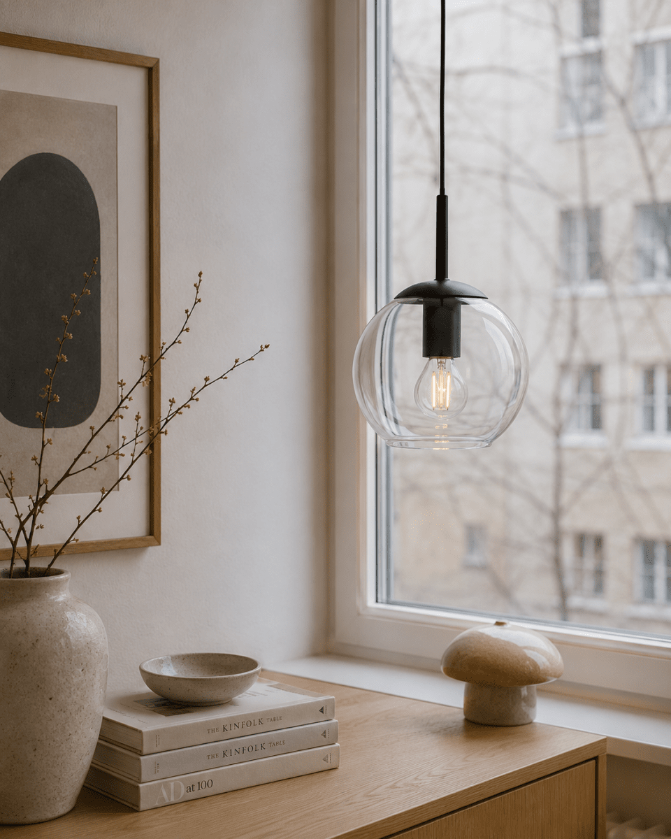 Globi Ø15 Musta/läpinäkyvä ikkunavalaisin valmistajalta Nordic Lighting - Globi-ikkunavalaisin on tyylik&auml;s ja moderni valaisin, joka luo huoneeseen l&auml;mpim&auml;n ja viihtyis&auml;n tunnelman.