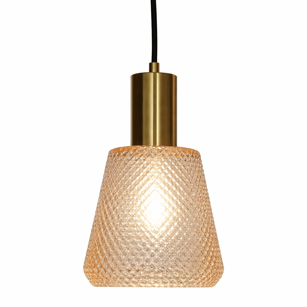 Daimon Ø15 Keltainen ikkunavalaisin valmistajalta Lampan - Meripihkanv&auml;risess&auml; lasivarjostimessa on kaunis kuvio, joka luo eloisan ja tunnelmallisen valon.