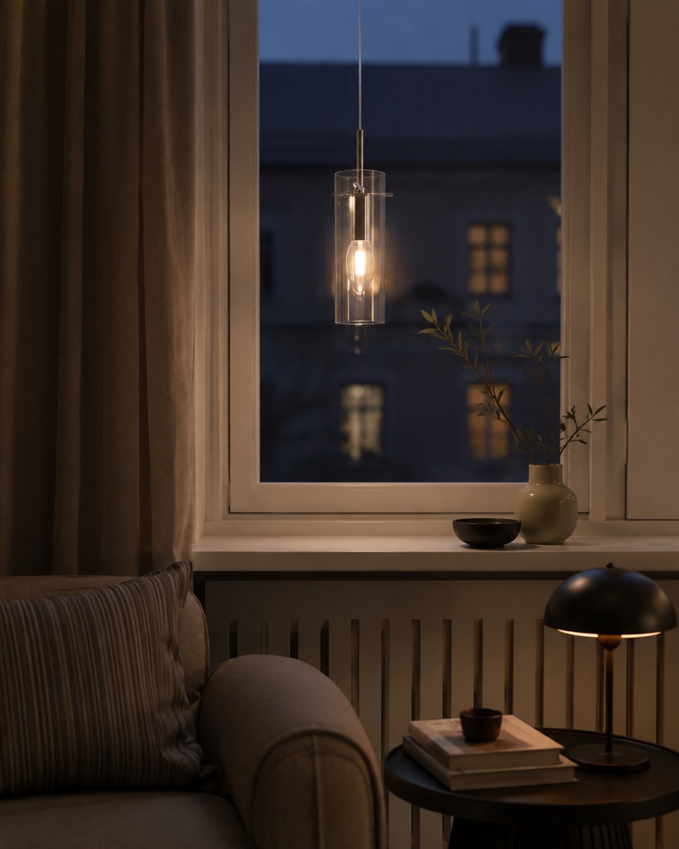 Cilinda Ø7 Kromi/läpinäkyvä ikkunavalaisin valmistajalta Nordic Lighting - 