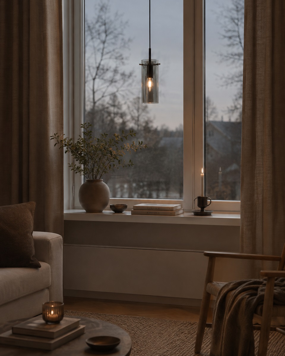 Cilinda Ø7 Musta/Savunharmaa ikkunavalaisin valmistajalta Nordic Lighting - Cilinda on ajaton ikkunavalaisin, jossa on tyylik&auml;s muotoilu.