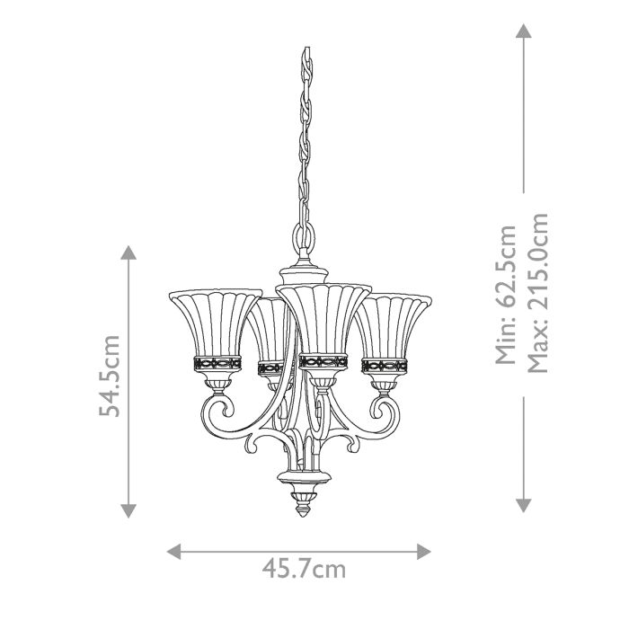 Drawing Room Ø45 Pronssi kattovalaisin valmistajalta Elstead Lighting - Varje ljusk&auml;lla omfamnas av ett dekorativt glas vilket skapar en vacker och harmonisk ljusspridning i rummet.