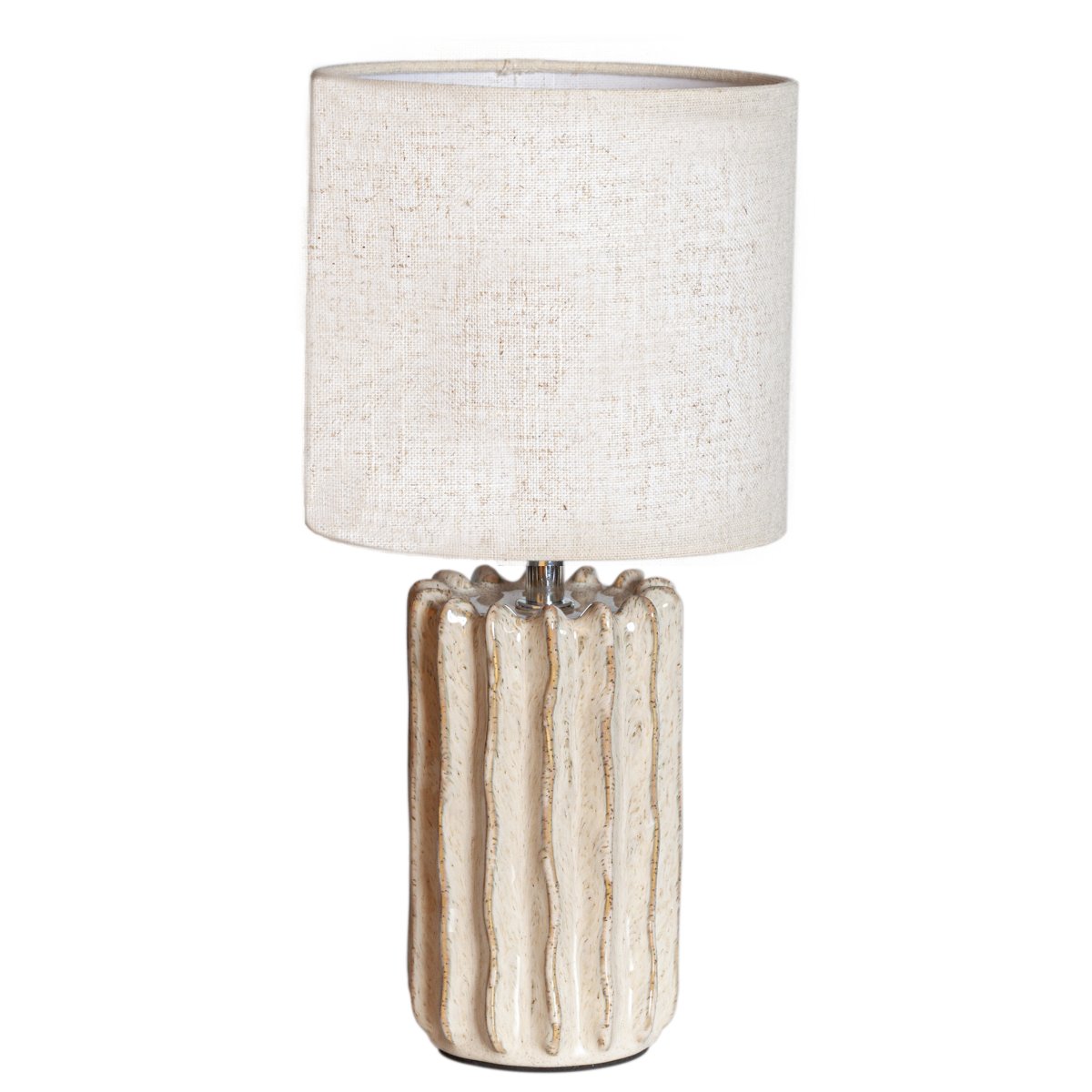 Flint 33cm Beige pöytävalaisin valmistajalta Cottex - Valaisimen jalka ja beigenv&auml;rinen tekstiilivarjostin luovat pehme&auml;n ja harmonisen kokonaisuuden.