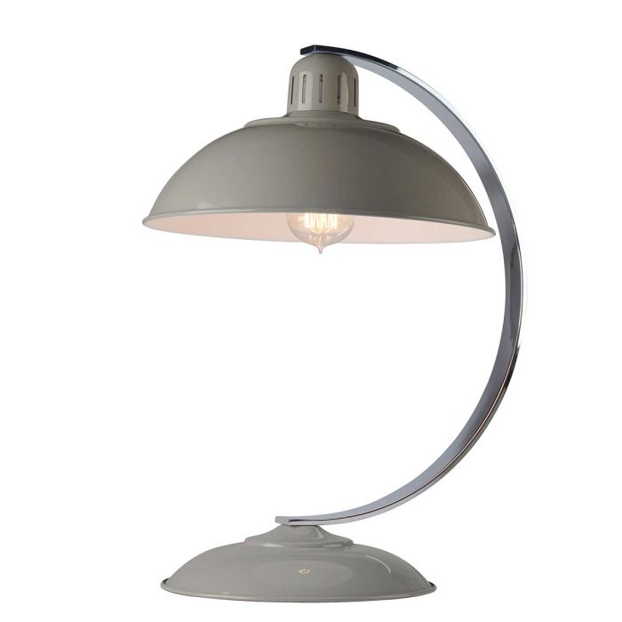 Franklin 46cm Harmaa pöytävalaisin valmistajalta Elstead Lighting - Bordslampan Franklin har en elegant b&ouml;jd arm i polerad krom samt en spunnen metallsk&auml;rm och bas i blank gr&aring; finish.