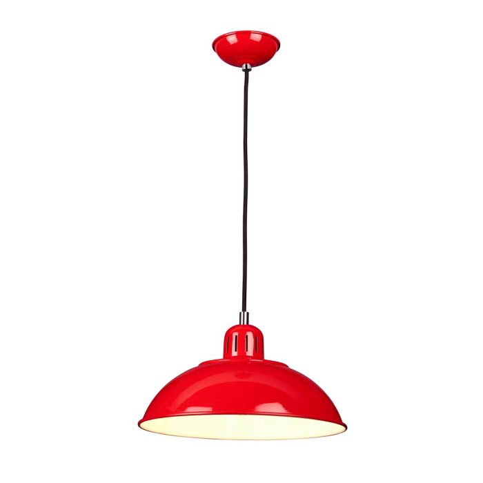 Franklin Ø30 PUNAINEN kattovalaisin valmistajalta Elstead Lighting - Den vita insidan av sk&auml;rmen ger en klar och bra ljusspridning.