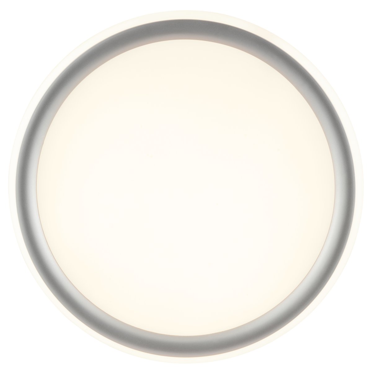 Carloz Ø40 Hopea plafondi valmistajalta Brilliant - Valaisin on kolmiportaisesti himmennett&auml;v&auml; vakiokytkimell&auml;:Vain keskipaneeli syttyy &ndash; t&auml;m&auml; valaisee koko huoneen voimakkaasti ja suoraan.