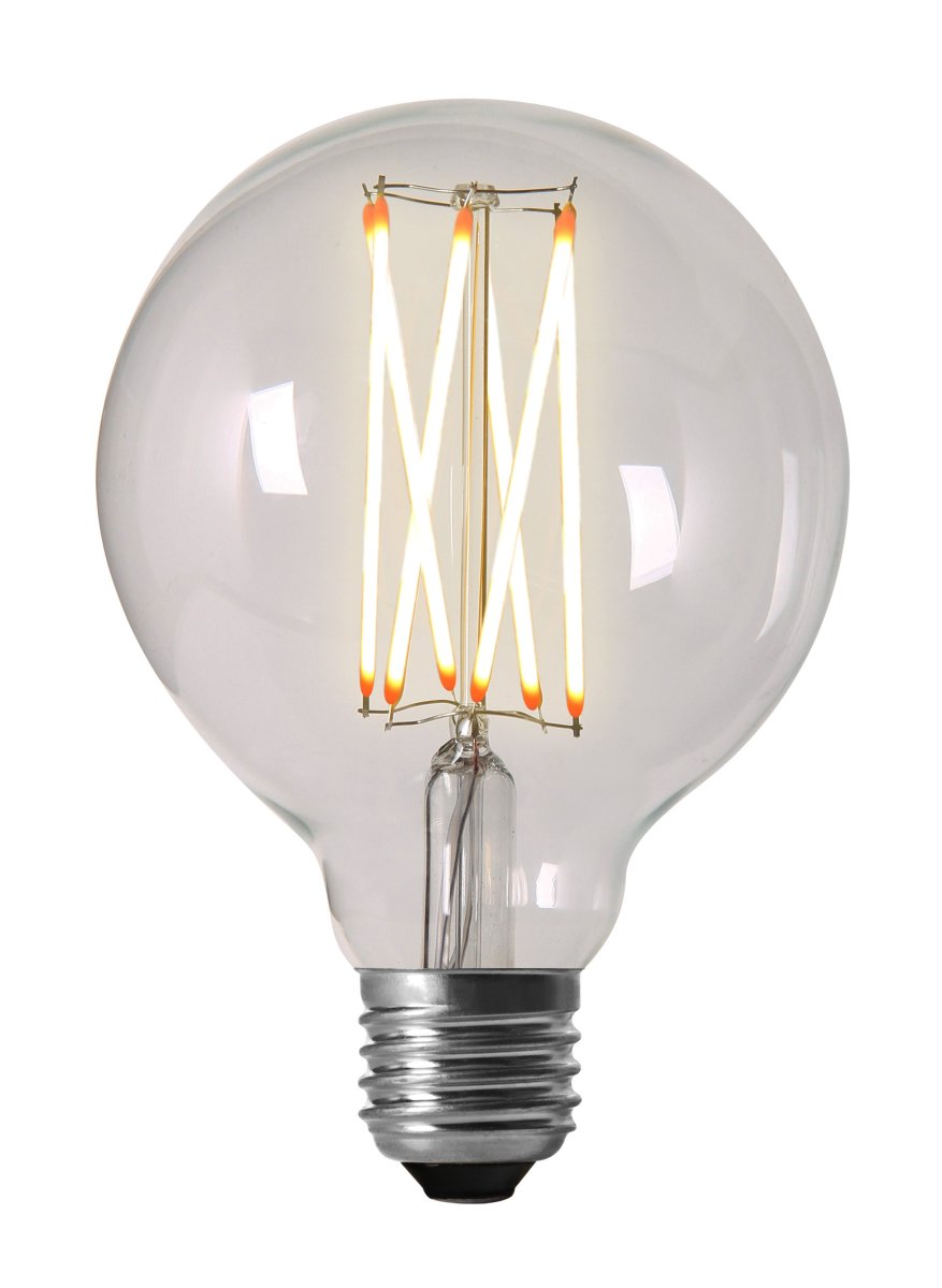 E27 Globelamppu 95 Lämminvalkoinen valmistajalta Lampan - Luo l&auml;mmin ja kutsuva tunnelma t&auml;ll&auml; koristeellisella maapallolampulla.