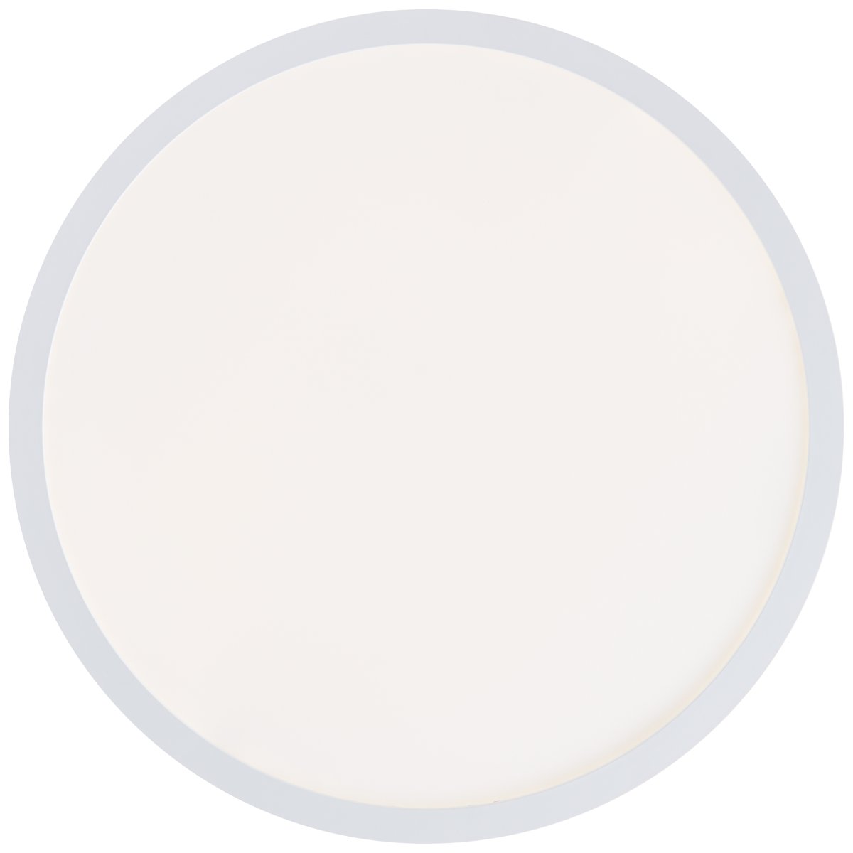 Sorell Ø42 Valkoinen plafondi valmistajalta Brilliant - Valkoisessa varjostimessa on integroitu LED, jonka kirkkaus on 2900 lumenia ja jota voi himment&auml;&auml; mukana tulevalla kaukos&auml;&auml;timell&auml;.