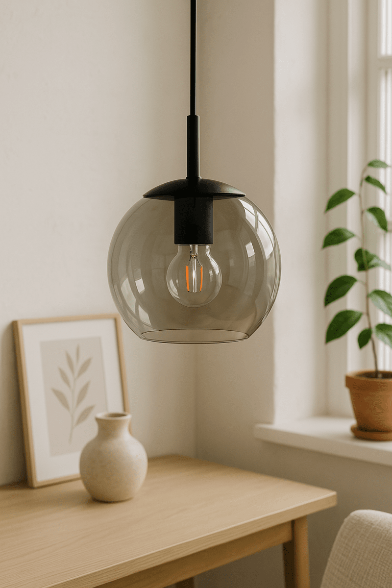 Globi Ø15 Musta/Savunharmaa ikkunavalaisin valmistajalta Nordic Lighting - Savustetun lasin ja mustien yksityiskohtien yhdistelm&auml; luo ajattoman muotoilun.
