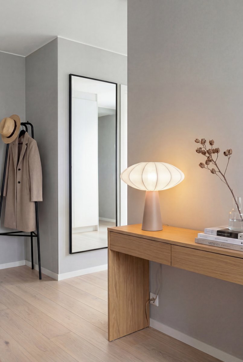 Madison 35cm Beige pöytävalaisin valmistajalta Aneta Lighting - L&auml;mmin beigenv&auml;rinen lampunjalka luo mukavan kontrastin vaaleaan varjostimeen ja antaa lampulle l&auml;mpim&auml;n ja harmonisen ilmeen.