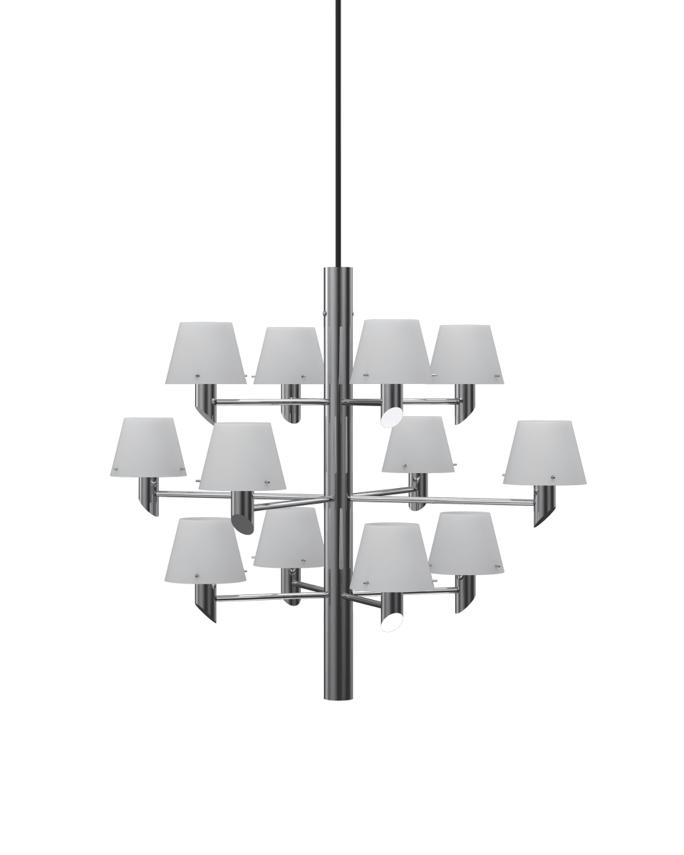 Gil Ø67 Kromi kattovalaisin valmistajalta Herstal - Olipa kyseess&auml; sitten ruokap&ouml;yd&auml;n yll&auml; oleva valaisin tai hiljaisen nurkan valaiseminen, Gil luo tunnelmaa ja sen valo muokkaa huonetta.