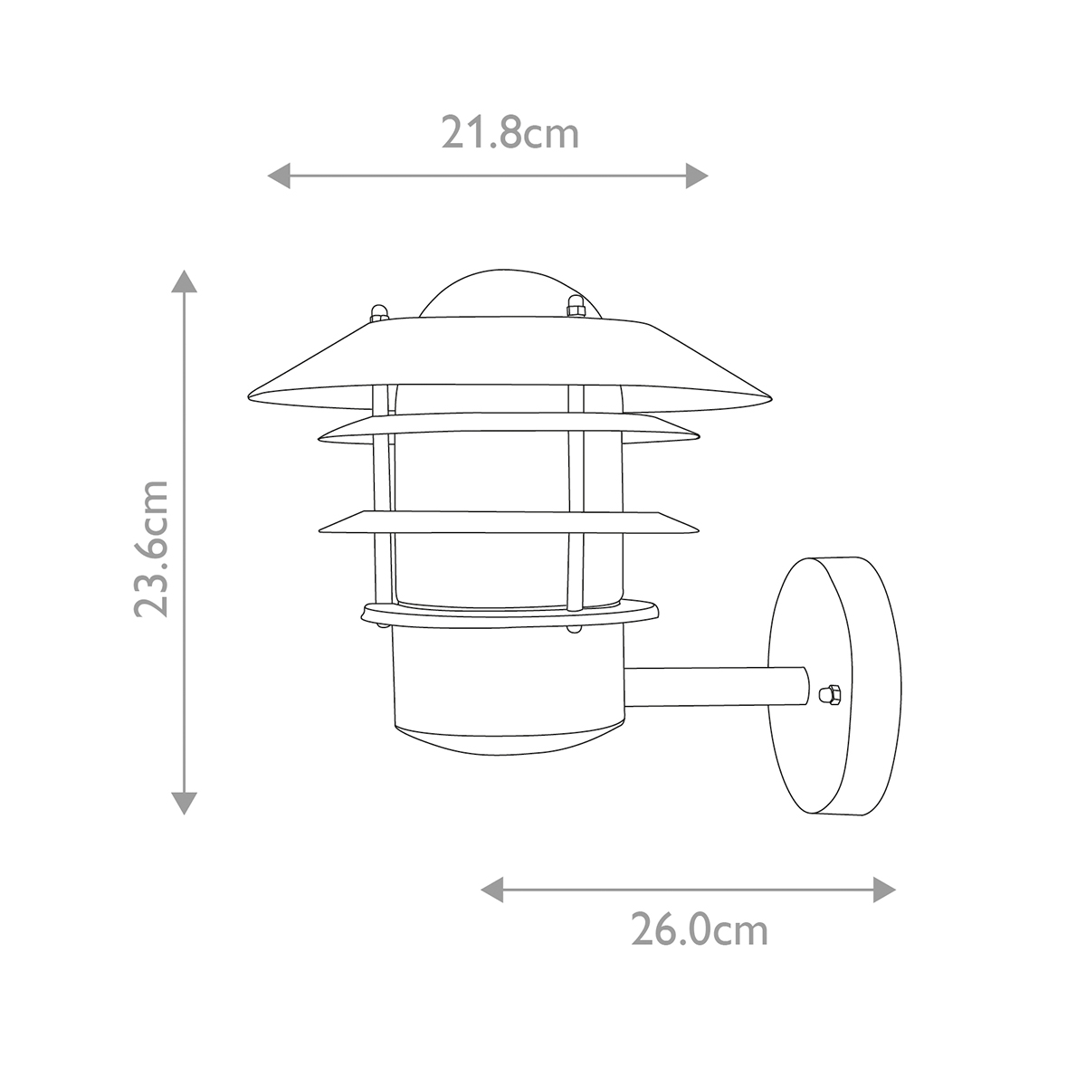 Helsingor Ø22 Hopea ulkovalo valmistajalta Elstead Lighting - Tillverkad av rostfritt st&aring;l i silverfinish och glas, erbjuder den en slitstark och v&auml;derbest&auml;ndig konstruktion som &auml;r perfekt f&ouml;r fasader, entr&eacute;er och uteplatser.