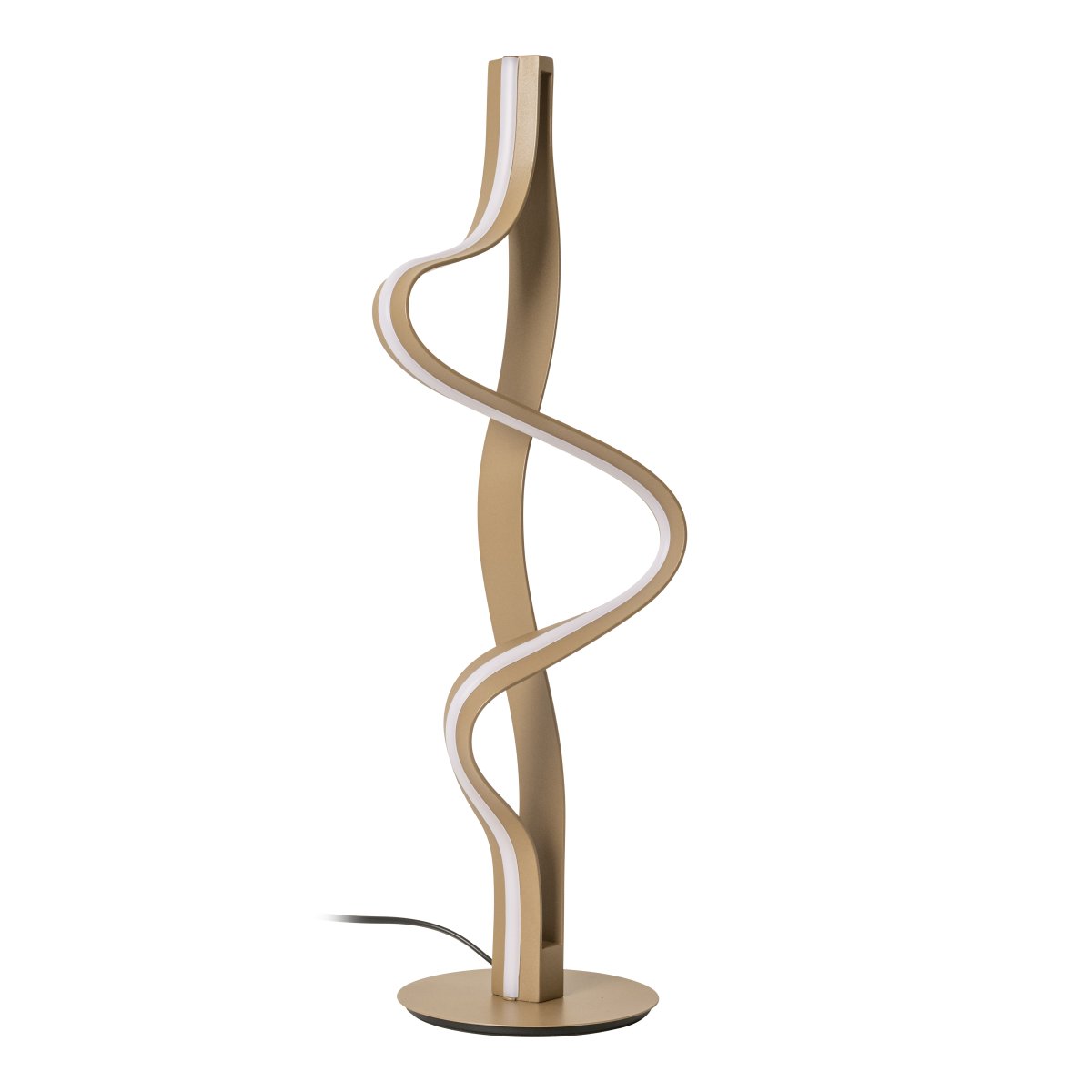 Lambada 60cm Samppanja pöytävalaisin valmistajalta Lucide - Lambada on elegantti metallinen p&ouml;yt&auml;valaisin, jossa on ainutlaatuinen samppanjanv&auml;rinen viimeistely ja pehme&auml;, orgaaninen muoto, joka kiinnitt&auml;&auml; katseen.