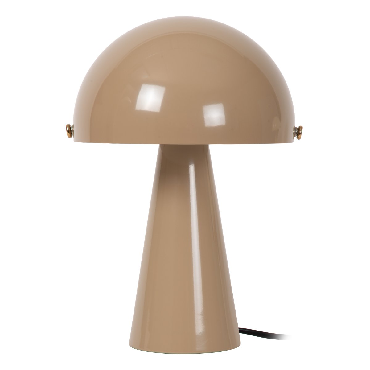 Barone 34cm Ruskeanharmaa pöytävalaisin valmistajalta Lucide - Barone on elegantti metallinen p&ouml;yt&auml;valaisin, jossa on kiilt&auml;v&auml; taupe-viimeistely ja tyylikk&auml;&auml;t messingist&auml; tehdyt yksityiskohdat.
