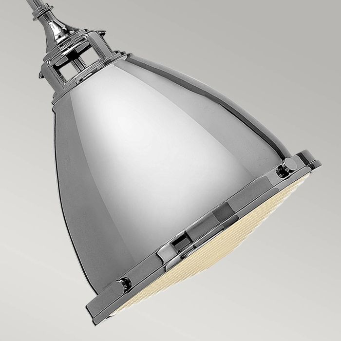 Amelia Ø32 Nikkeli kattovalaisin valmistajalta Elstead Lighting - Kupolen har en etsad prismatisk bottenlins, och denna helmetalliska versionen i polerad nickel har en autentisk vintagelook.