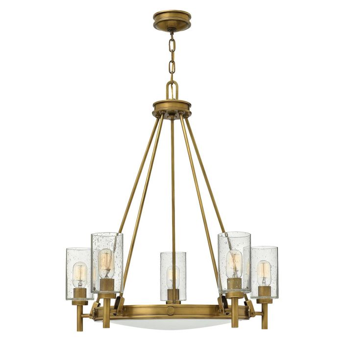 Collier Ø68 Antiikki messinki kattovalaisin valmistajalta Elstead Lighting - Gjutna knappar, g&aring;ngj&auml;rn och st&auml;nger i en antikm&auml;ssing-finish ger en sofistikerad och tidl&ouml;s look.