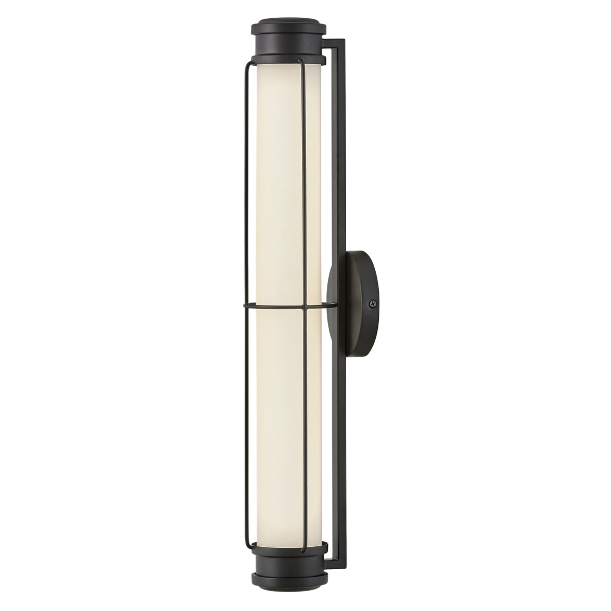 Saylor 60cm Musta kylpyhuoneen valaisin valmistajalta Elstead Lighting - Valaisin on valmistettu metallista, jossa on mattapinta ja pitk&auml;nomainen opaalilasi, joka levitt&auml;&auml; tasaista ja hienoa valoa.