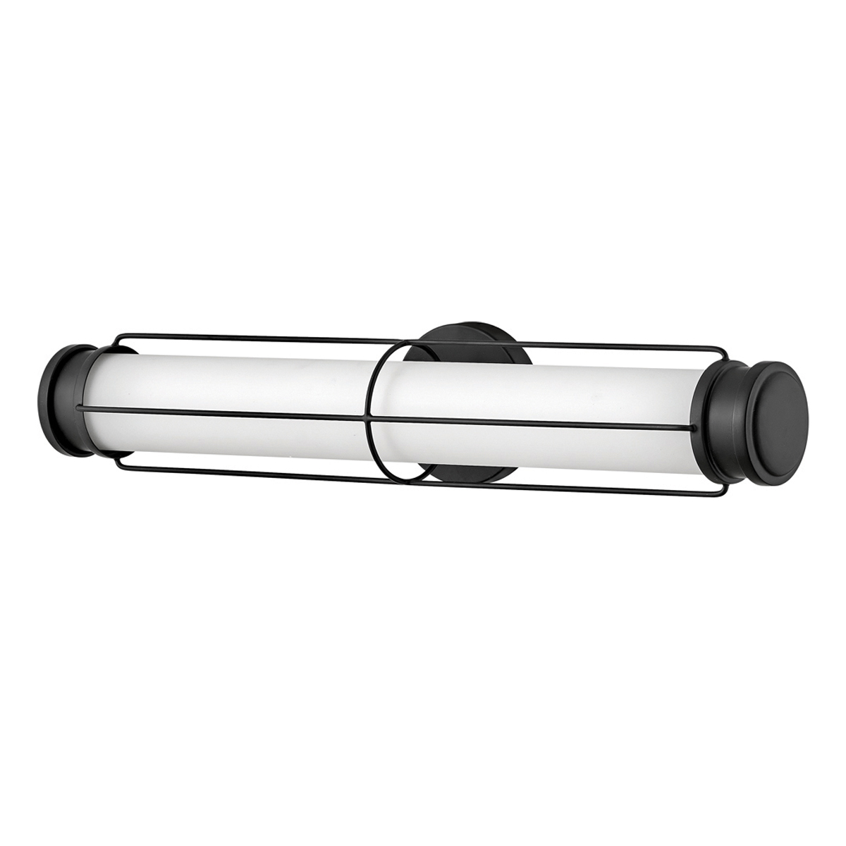 Saylor 60cm Musta kylpyhuoneen valaisin valmistajalta Elstead Lighting - Valaisin on valmistettu metallista, jossa on mattapinta ja pitk&auml;nomainen opaalilasi, joka levitt&auml;&auml; tasaista ja hienoa valoa.