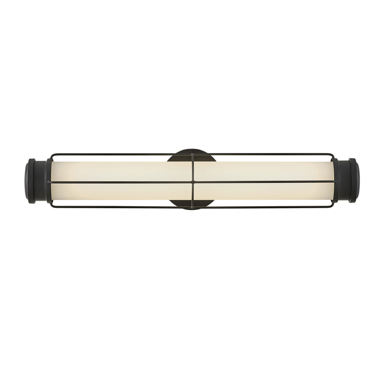 Saylor 60cm Musta kylpyhuoneen valaisin valmistajalta Elstead Lighting - Valaisin on valmistettu metallista, jossa on mattapinta ja pitk&auml;nomainen opaalilasi, joka levitt&auml;&auml; tasaista ja hienoa valoa.