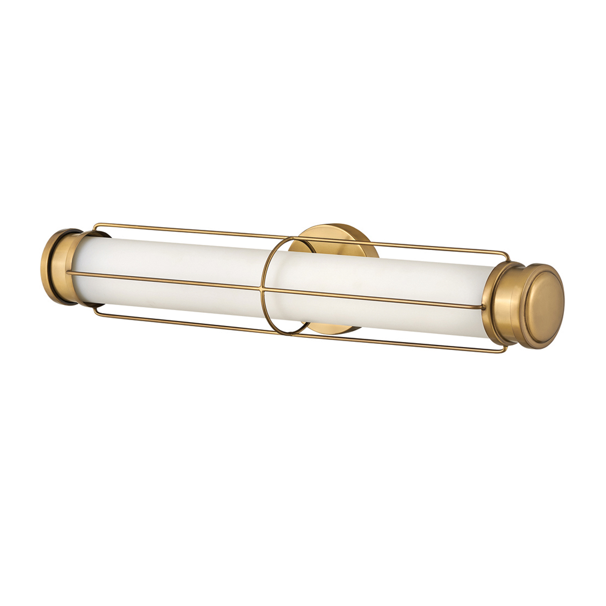 Saylor 60cm Messinki kylpyhuoneen valaisin valmistajalta Elstead Lighting - Valaisin on valmistettu metallista, jossa on l&auml;mmin messinkipinta, ja siin&auml; on pitkulainen opaalilasi, joka levitt&auml;&auml; tasaista ja hienoa valoa.