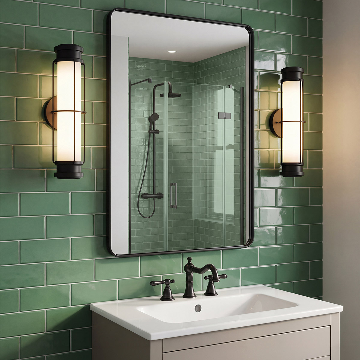 Saylor 43cm Musta kylpyhuoneen valaisin valmistajalta Elstead Lighting - Valaisin on valmistettu metallista, jossa on mattamusta viimeistely, ja siin&auml; on pitkulainen opaalilasi, joka levitt&auml;&auml; tasaista ja hienoa valoa.