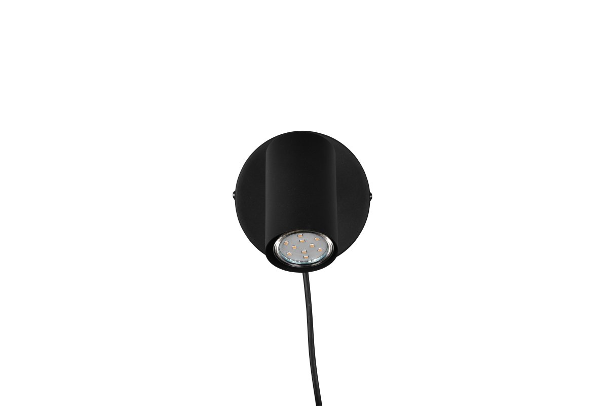 Marlina Musta lukulamppu valmistajalta Trio Lighting - Käännettävä kohdevalo voidaan suunnata tarpeidesi mukaan, kun taas seinälevyn koko on 12x12 cm.