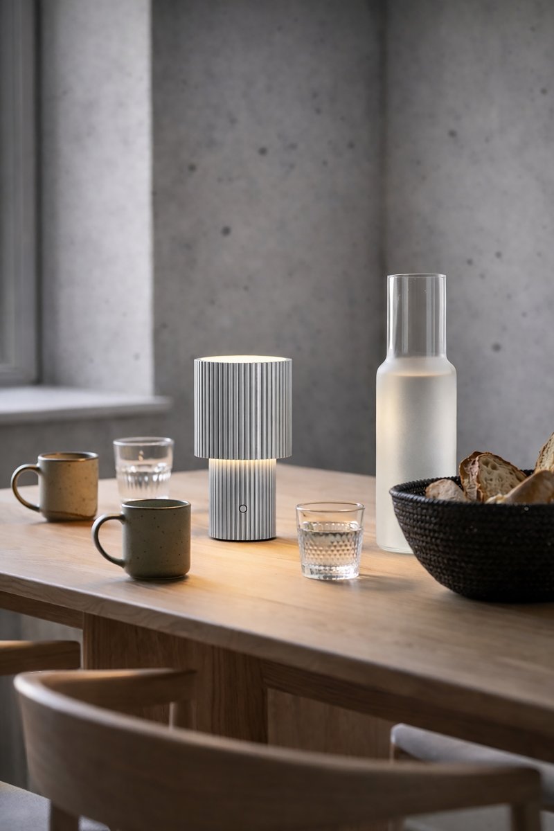 Iluma 22cm Hopea Siirrettävä valmistajalta Herstal - Ilumassa on integroitu LED, jonka lämmin valkoinen valo on 2700K ja valovirta 60 lumenia.