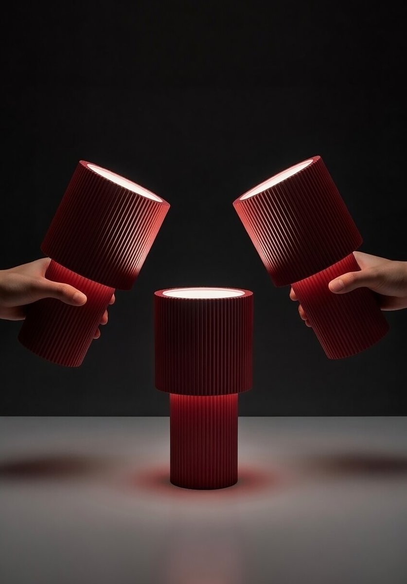 Iluma 22cm PUNAINEN Siirrettävä valmistajalta Herstal - Ilumassa on integroitu LED, jonka l&auml;mmin valkoinen valo on 2700K ja valovirta 60 lumenia.