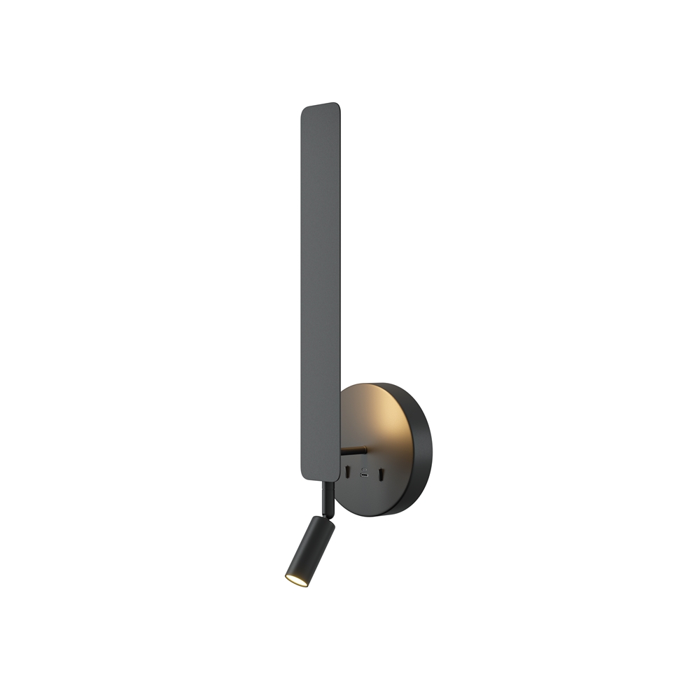 Combo 52cm Musta lukulamppu valmistajalta Maytoni - Kahden erillisen kytkimen avulla voit ohjata valoja erikseen, ja v&auml;ril&auml;mp&ouml;tilaa voidaan s&auml;&auml;t&auml;&auml; l&auml;mpim&auml;st&auml; kylm&auml;&auml;n valkoiseen.
