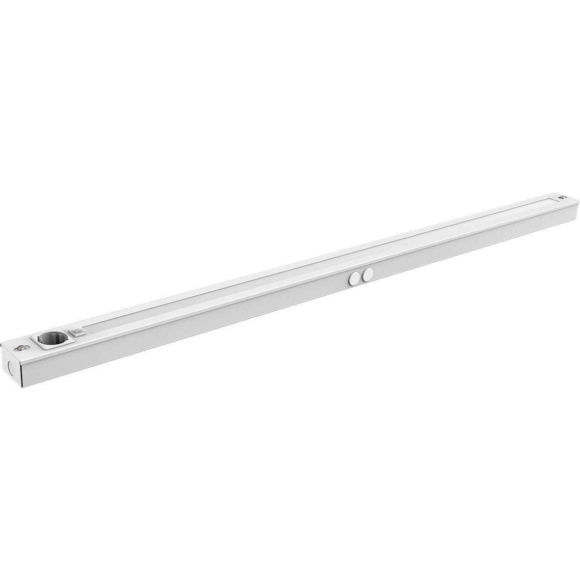 Bänky m. uttag 118cm Valkoinen valmistajalta Designlight - T&auml;m&auml; malli on 580 mm pitk&auml; ja tarjoaa tehokkaan, tasaisen valon 10 W:n teholla ja 2000 lumenin valovirralla, mik&auml; sopii ihanteellisesti koko ty&ouml;tason valaisemiseen.