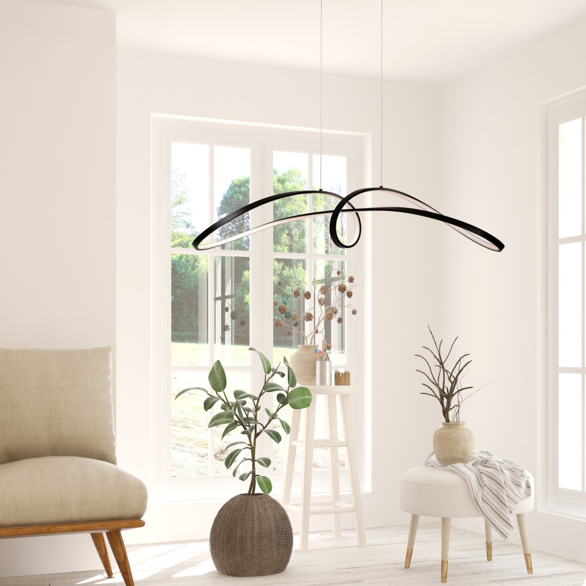 Curve 92cm Musta kattovalaisin valmistajalta Maytoni - Curve on vaikuttava ominaisuus jokaisessa modernissa sisustuksessa, ja se luo sävyn tyylikkäälle ja hienostuneelle kodille.
