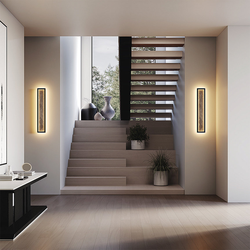 Orign 60cm Musta seinävalaisin valmistajalta Maytoni - Orign on metallisein&auml;valaisin, jonka keskell&auml; on tyylik&auml;s kivij&auml;ljitelm&auml;, joka antaa luonnollisen ja eksklusiivisen vaikutelman.