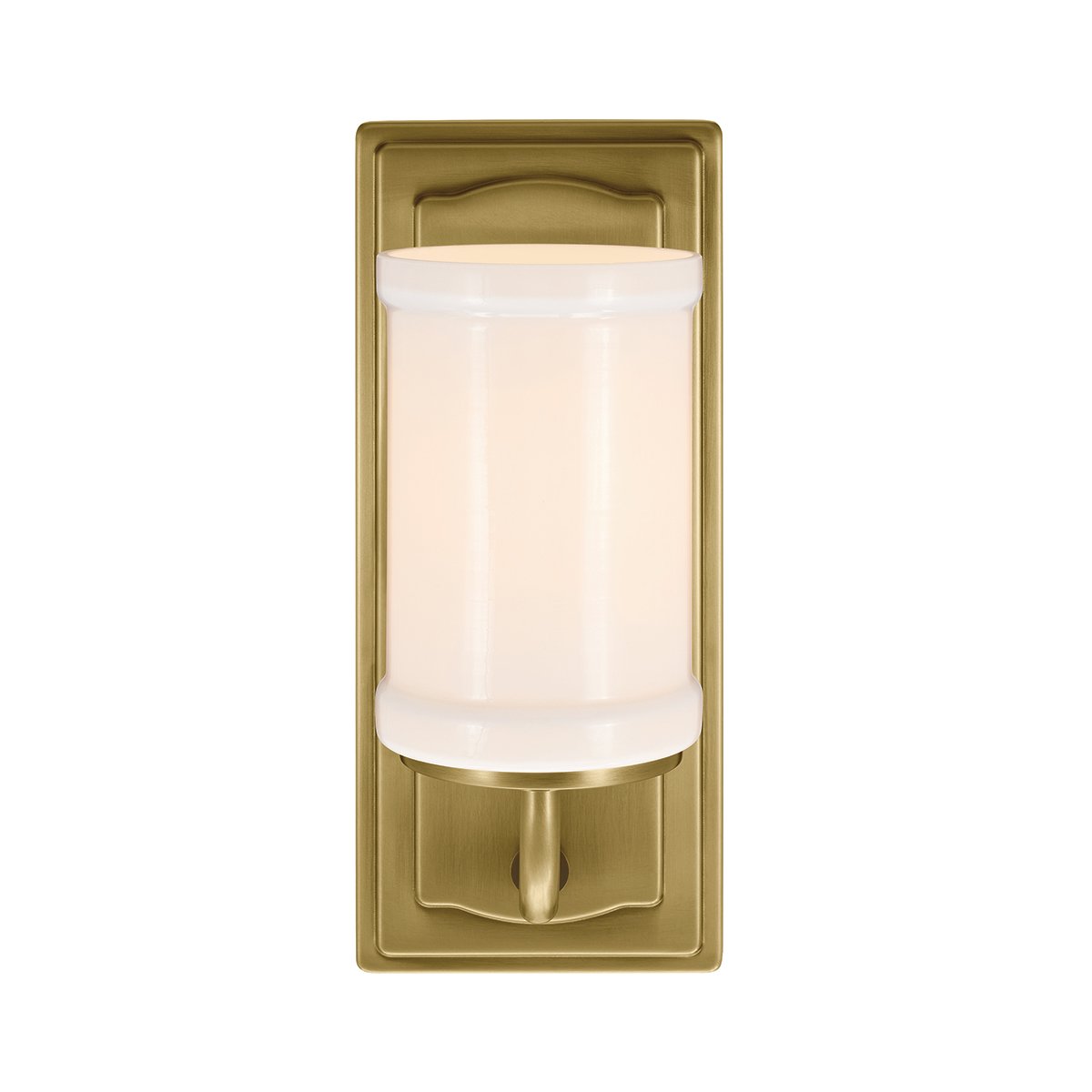 Vetivene 30cm Messinki kylpyhuoneen valaisin valmistajalta Elstead Lighting - Messingill&auml; viimeistelty ter&auml;srunko luo ainutlaatuisen ilmeen, ja sylinterim&auml;inen opaalilasi levitt&auml;&auml; pehme&auml;&auml; ja miellytt&auml;v&auml;&auml; valoa.